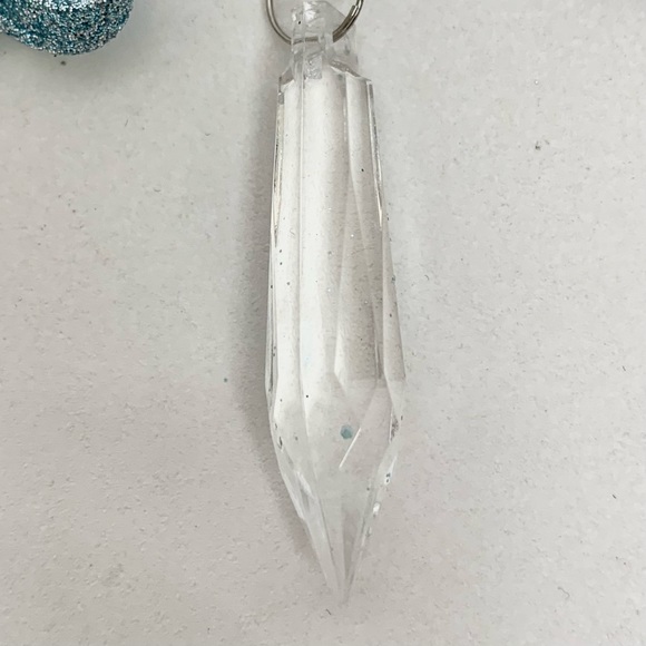 Blue & Silver Glitter Bow Faux Crystal Feminine Christmas Ornaments Set New - Picture 3 of 8